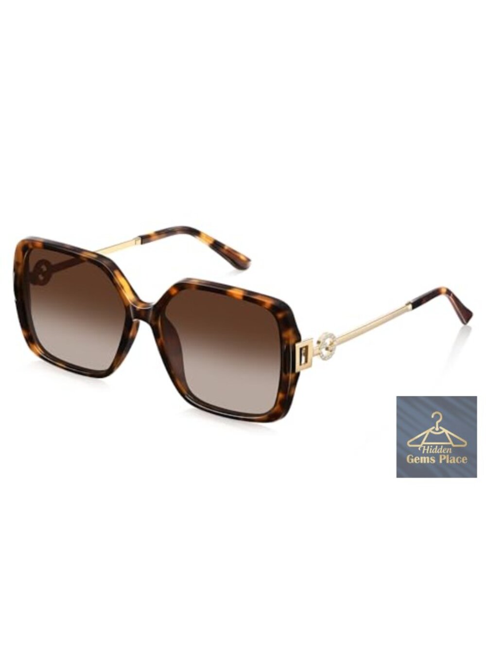 Vintage Oversized Square Sunglasses for Women Metal Temples UV Protection